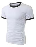 OLLIN1 PREMIUM Mens Classic Short Sleeve Crew Neck Cotton Ringer T Shirt