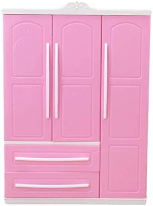 Landingstar Pink Toy Wardrobe Dollhouse Mini Furniture Pink Closet Wardrobe Set For Doll DIY Toy Girls Gift Wholesale(None pink)