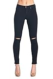 BLUE AGE Womens Black Knee Rip Destroyed Ripped Skinny Jeans 9