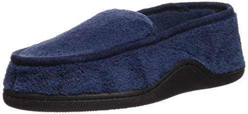 Isotoner Men's Microterry Slip On Slippers, Navy, X-Large / 11-12 US