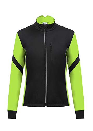 Men's Thermal Cycling Jersey Long Sleeve Snow Water Reflective Windproof Firewall Winter Biking Jacket (2XL, Fluorscent Yellow) (Best Windproof Cycling Jacket)