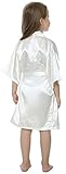 Joytton Girl's Satin Kimono Robe with Embroidered Flower Girl(6,White)