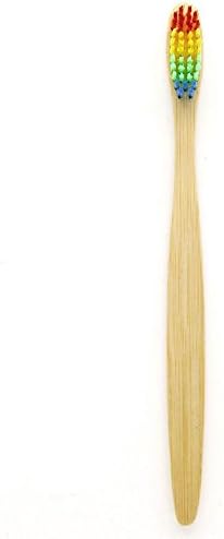 Natural Bamboo Charcoal Toothbrush Soft Bristles Wood Handle for Adult Kids Eco-Friendly (Colorful)