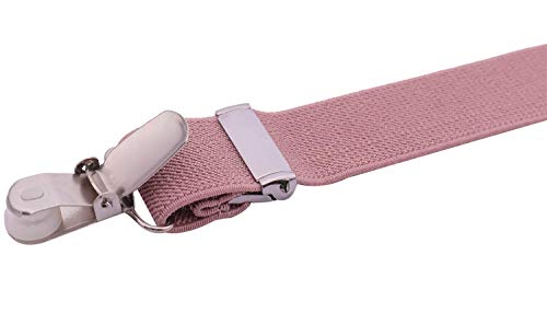ORSKY Groomsmens' Suspenders Adjustable Y Back with Linen Bow Tie Set 47 Inches Dusty Blush - Thumbnail 5