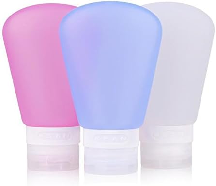 Fansino Leak-proof Portable Travel and Camping Bottle Sets for Shampoo/Liquid Soap/Toiletries Lotion with Lables(2 OZ Pink+White+Blue)