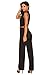 Roswear Women's Sexy Plunge V Neck Belted Wide Leg Jumpsuits Dress