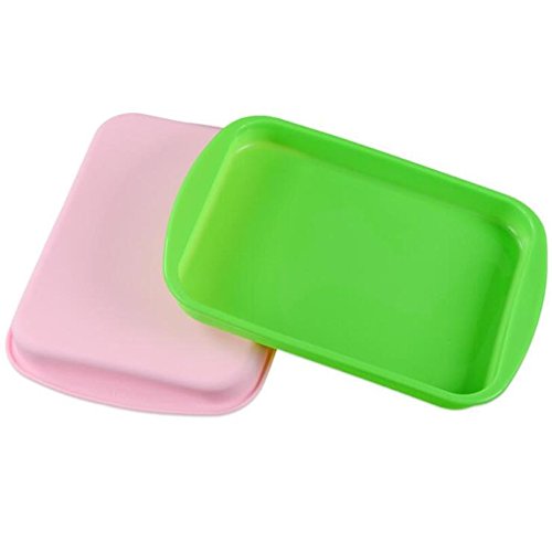 Allforhome 9 Inches Rectangle Cake Baking Mold Tray Nonstick Flexible Silicone Bakeware Pizza Mould Cake Pans Soap DIY Mold Candy Bread Loaf Toast Mold Multifunction