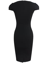 Vestido de dama elegante con cuello en V para oficina o negocios, con lápiz