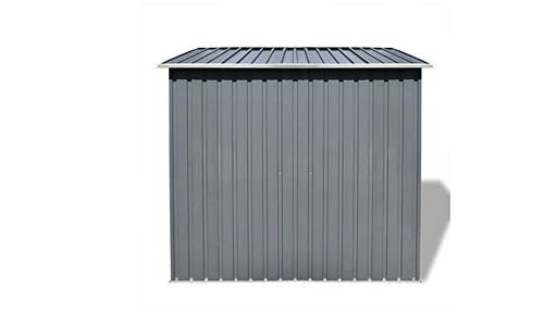 Geräteschuppen,Metall Gerätehaus Geräteschuppen Metallgerätehaus Garten-Schrank mit Pultdach 190 x 124 x 181 cm Grau – Bild 5