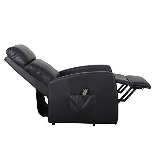 BAKAJI-Poltrona-Alzapersona-Elettrica-Motorizzata-Reclinabile-in-Similpelle-Ecopelle-con-Tasca-Porta-Telecomando-per-Anziani-e-Persone-Disabili-Nero