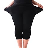 Zerdocean Women's Modal Plus Size Basic Solid Color Capri Leggings