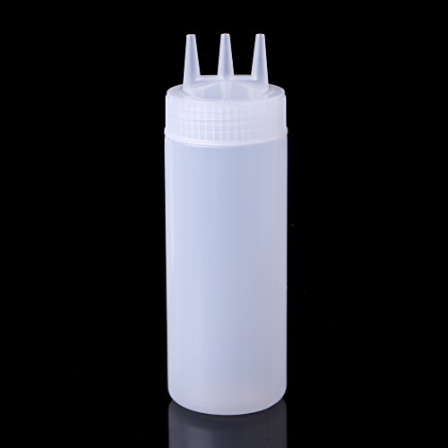 Milue 3 Hole Squeeze Bottle Condiment Dispenser Sauce Vinegar Oil Ketchup Cruet Bin (White) - Thumbnail 5