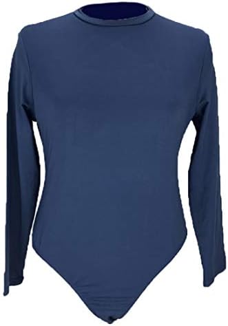 DGHFBD Women Sexy Fashion Personality Versatile Long-Sleeved Solid Color Jumpsuit Long Sleeve Round Neck Stretchy Bodysuit Leotard Tops Jumpsuit