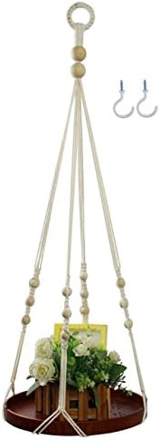 Macrame Plant Hanger - Indoor Planter Haning Shelf - Boho Chic Bohemian Home Wall Hanging Decor - Decorative Flower Pot Holder, for Succulents, Cacti, Herbs, Small Plants