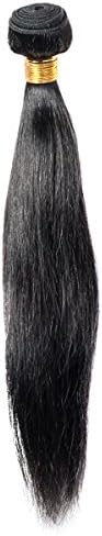 abHair 20 Inch 1 Bundle Brazilian Virgin Human Hair, Straight, 60g/bundle, Genuine 6A Human Hair Weave Raw Unprocessed, Natural Black Color