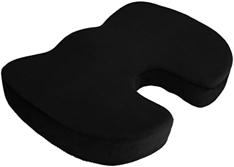Memory Foam Seat Cushion - Pillow for Office Chair, Car, Plane, Wheelchair -Comfortable Design to Relieve Back, Coccyx Pain, Sciatica, Hip Pain, Hemorrhoids Pain, etc (Black)
