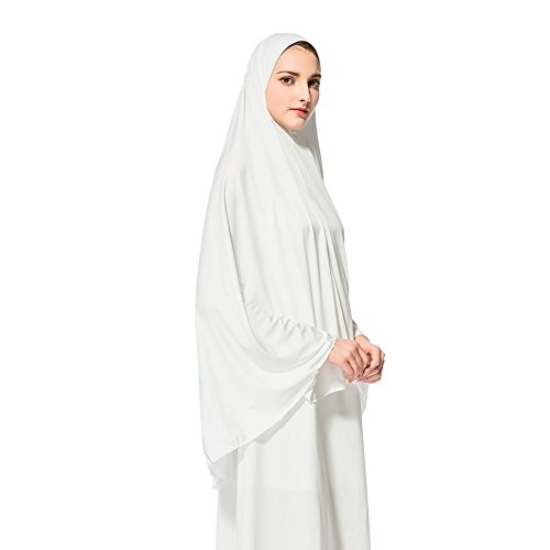 Zhengpin Women's Muslim Ramadan Soft Lightweight Jersey Hijab Long style Scarf (White, XL)