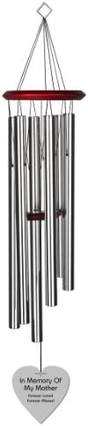 Chimesofyourlife mo-heart-35-silver Mother Heart Memorial Wind Chime, 35-Inch, Silver
