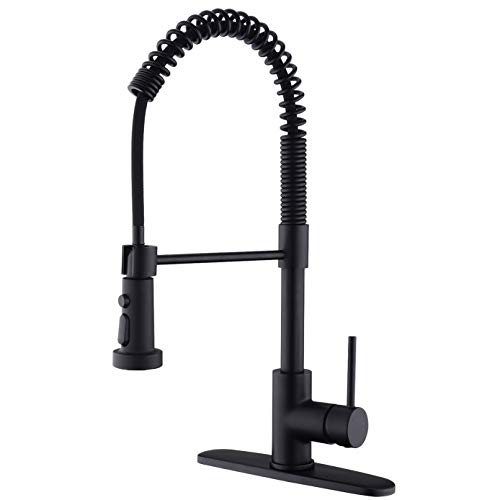 Kitchen Faucet,Delle Rosa Lead Free Brass Kitchen Faucet,Black Kitchen Faucet with Pull Down Sprayer, 360 Swivel Spring Kitchen Faucet,Pre-rinse Pull Out Kitchen Sink Faucet with Deck Plate