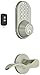 MiLocks XFL-02SN Digital Deadbolt Door Lock and Passage Lever Handle Combo with Keyless Entry via Remote Control and Keypad Code for Exterior Doors, Satin Nickel