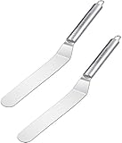 Utopia Kitchen Set of 2 Premium Quality Angled Icing Spatula - Cake Frosting Spatula - Stainless Steel - Baking and Cake Decorating Supplies - Multipurpose Use for Home, Kitchen or Bakery