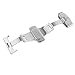 Ritche 22mm Silver Stainless Steel Double Push Button Butterfly Deployment Clasp For Leather Watch band Strap