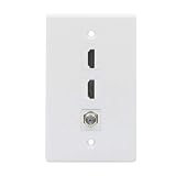2 HDMI 1 Coax Wall Plate - 2 Port HDMI 1 Coax Cable TV F-Type Faceplate - White