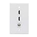 ESYLink 2 HDMI 1 Coax Wall Plate - 2 Port HDMI 1 Coax Cable TV F-Type Faceplate - White