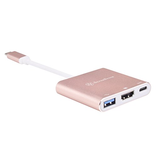 SilverStone Technology Usb Type-C Multi-purpose Hub with USB Type-A, USB Type-C, and HDMI, Pink (EP08P)