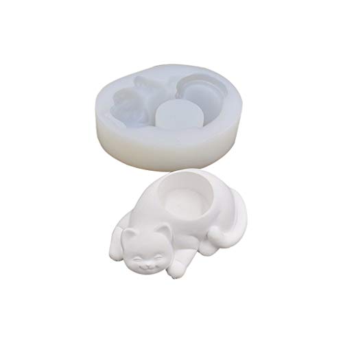 Silicone Mold Cat Shape Flower Pot Molds Concrete for Succulent Plant Flower Pot - Thumbnail 5