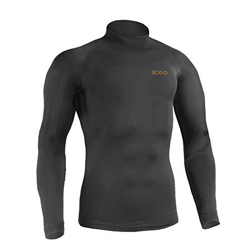 EXIO Mens Thermal Winter-Gear Compression Top Long-Sleeve Midweight Baselayer Underwear Shirt/Bottom (Ext22 Bk, 2X-Large)
