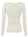 Doublju Slim Fit Sexy Deep Round Neck T-Shirt Top for Women with Plus Size (Made in USA) Ivory Medium