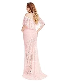 Vestido de maternidad de manga corta con volantes y hombros descubiertos para dama