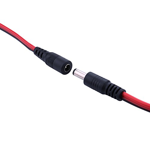 2Pack Dual Alligator Clips to 5.5x2.1mm Male Plug Connector Cable for 5V/12V/24V LED Strip Light, Portable CCTV, Networking and More