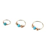 DZT1968 6/8/10mm Stainless Steel Turquoise Nostril Hoop Nose Earring Piercing Jewelry (8mm, Rose Gold)