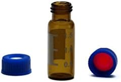 COLPAK 2ml Amber Glass vial, 1st Hydrol Class with PP Blue Knurled Short Screw Thread Cap, 6mm Center Hole Silicone White/PTFE Red with Pre-Slit(Pack of 1000)