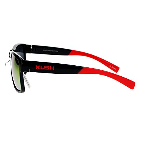 Kush Mens Color Mirror Rectangular Plastic Sport Sunglasses Red