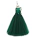 Glamulice Dark Green Flower Girls Dress Prom Wedding Bridesmaid Lace Dresses Elegant Birthday Pageant Party Gown Christmas Holiday Evening Formal Princess Dance Ball Gown Photo Shoot Emerald Green 10