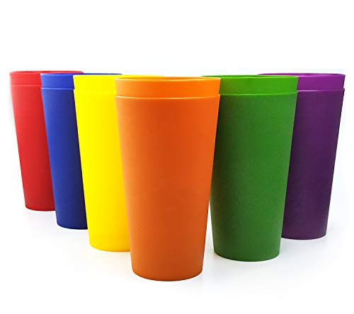 32-ounce Plastic Tumblers Large Drinking Glasses, Set of 12 Multicolor - Unbreakable, Dishwasher Safe, BPA Free - Thumbnail 6