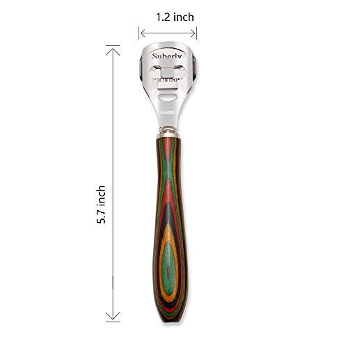 ZIZZON Foot Care Callus Corn Shaver Hard Skin Remover Color Wood Handle 10 Blades (Gourd shaped handle)