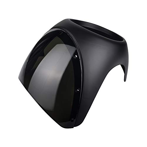 KATUR Motorcycle 7" Headlight Protector Fairing Windshield Kit Universal Screen Cafe Racer Style Fit for Harley Dyna Sportster 1200 883 FLHT Bobber Touring(Black with Smoke Lens)