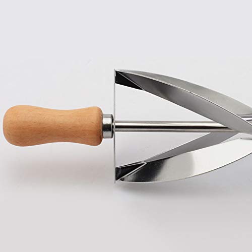 Croissant Cutter, JDgoods Stainless Steel Rolling Cutter for Croissant Bread Wheel Dough Pastry Wood - Thumbnail 2