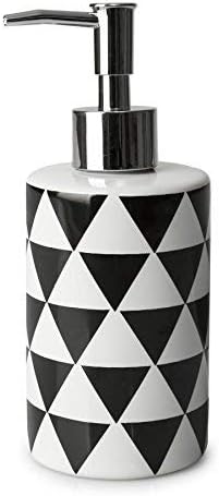 LUXURY MODERN GEO PORCELAIN STAINLESS STEEL BATHROOM SOAP DISPENSER BLACK IVORY WHITE