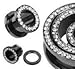 Black Anodized Titanium with Clear Cz Stones Over Surgical Steel Screw-on plugs / tunnels (1 Pair) Different Sizes Available