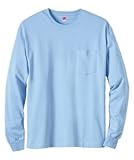 Hanes Tagless 6.1 oz Long-Sleeve with Pocket, Light Blue, XL