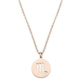 KUIYAI Zodiac Pendant Necklace Rose Gold Disc Horoscope Necklace Birthday Gift (Scorpio RG)