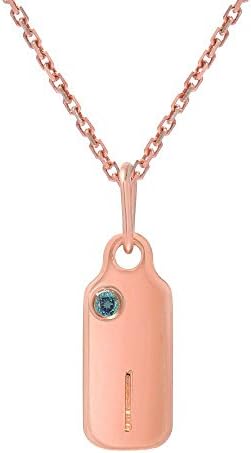 Mini Mini Jewels 14k Gold Alexandrite June Birthstone Accented Letter I Dog-tag Necklace Pendant