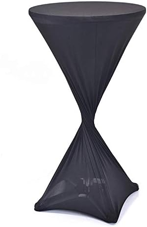 VOTOWN HOME 24" Round x 42" Tall Spandex Fitted Table Cover for Folding Bar Height Tables (Black)