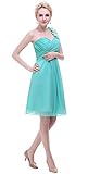 Esvor Flowers One Shoulder Padded Ruffles Short Prom Party Bridesmaid Dress