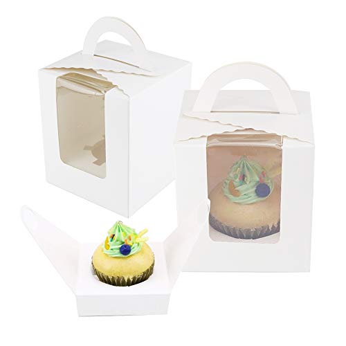 UPlama 60PCS White Single Cupcake Boxes, Clear Window ...
